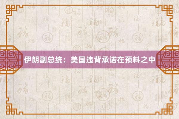 伊朗副总统：美国违背承诺在预料之中