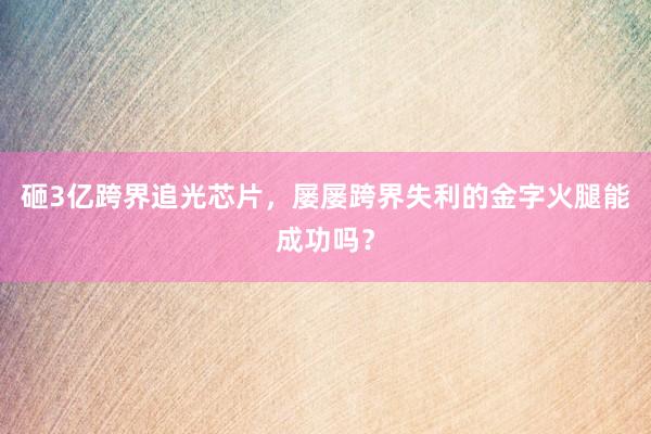 砸3亿跨界追光芯片，屡屡跨界失利的金字火腿能成功吗？