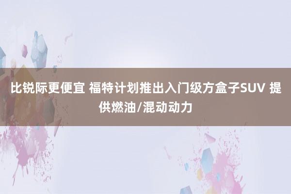 比锐际更便宜 福特计划推出入门级方盒子SUV 提供燃油/混动动力