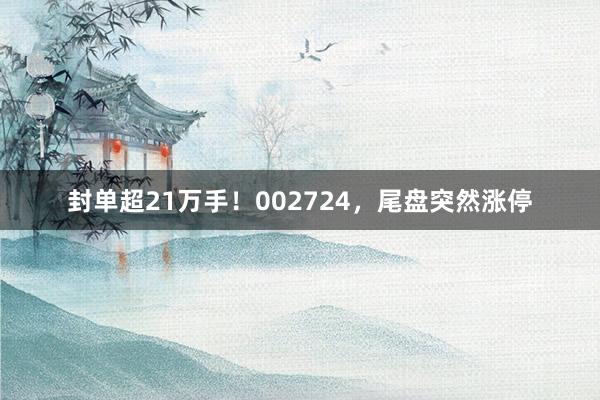封单超21万手！002724，尾盘突然涨停