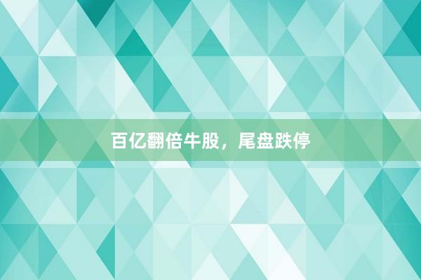 百亿翻倍牛股，尾盘跌停