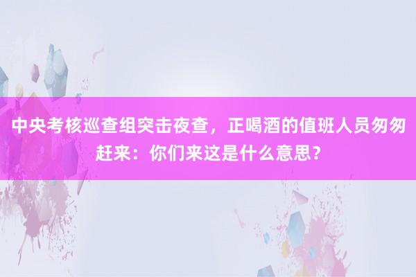 中央考核巡查组突击夜查，正喝酒的值班人员匆匆赶来：你们来这是什么意思？