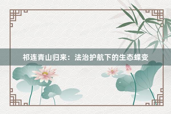 祁连青山归来：法治护航下的生态蝶变