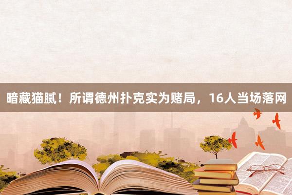 暗藏猫腻！所谓德州扑克实为赌局，16人当场落网