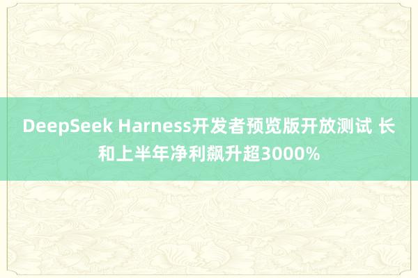 DeepSeek Harness开发者预览版开放测试 长和上半年净利飙升超3000%
