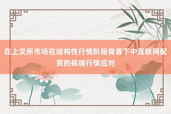 在上交所市场在结构性行情阶段背景下中互联网配资的极端行情应对