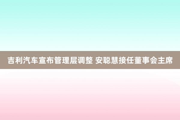 吉利汽车宣布管理层调整 安聪慧接任董事会主席