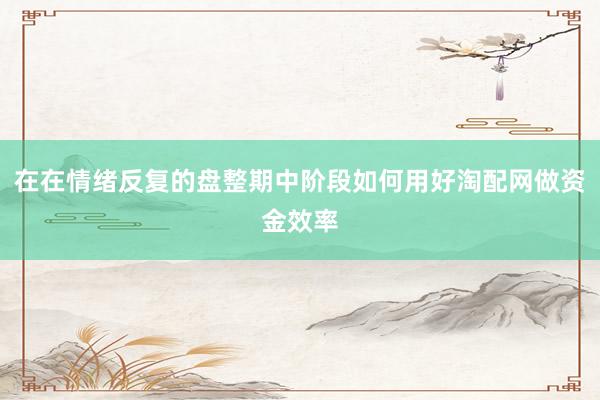 在在情绪反复的盘整期中阶段如何用好淘配网做资金效率