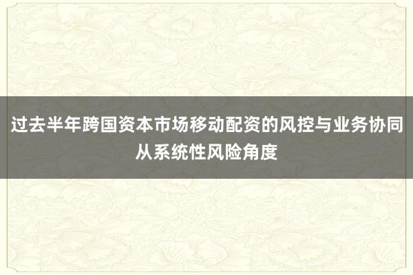 过去半年跨国资本市场移动配资的风控与业务协同从系统性风险角度