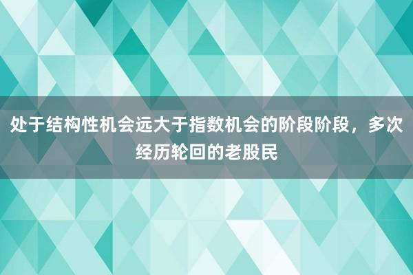 处于结构性机会远大于指数机会的阶段阶段，多次经历轮回的老股民