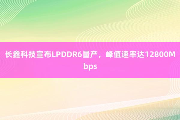 长鑫科技宣布LPDDR6量产，峰值速率达12800Mbps