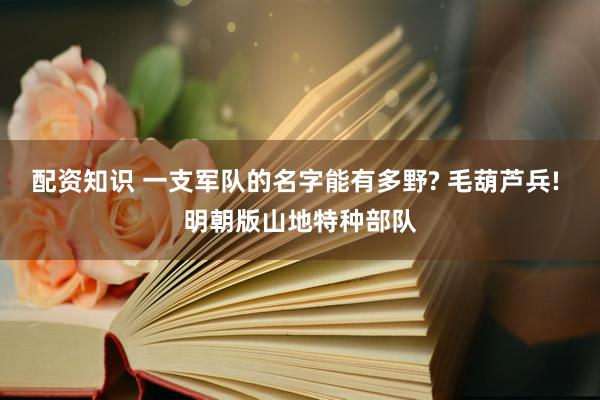 配资知识 一支军队的名字能有多野? 毛葫芦兵! 明朝版山地特种部队