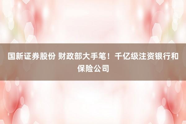 国新证券股份 财政部大手笔!千亿级注资银行和保险公司