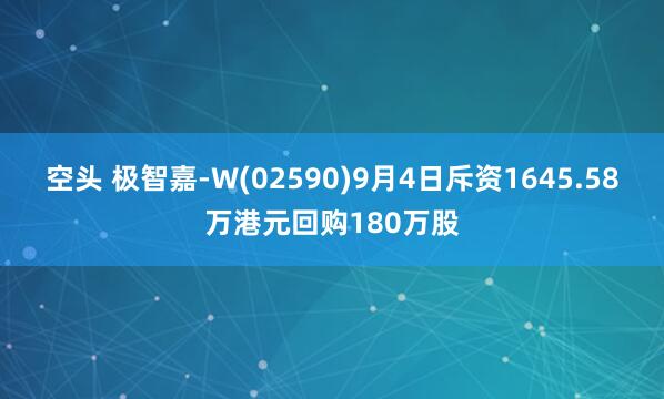 空头 极智嘉-W(02590)9月4日斥资1645.58万港元回购180万股