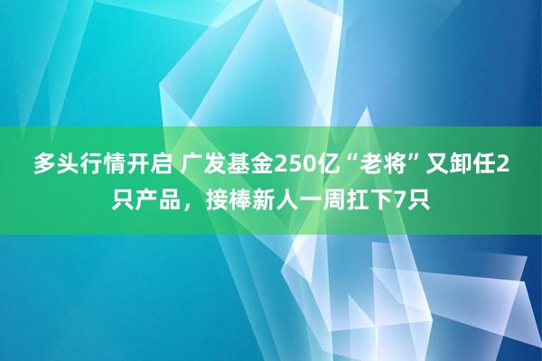 多头行情开启 广发基金250亿“老将”又卸任2只产品，接棒新人一周扛下7只