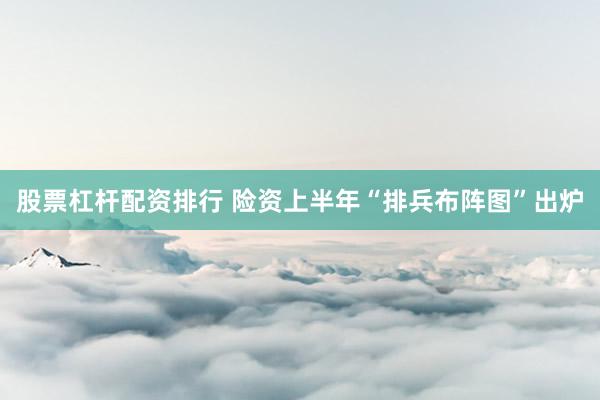 股票杠杆配资排行 险资上半年“排兵布阵图”出炉