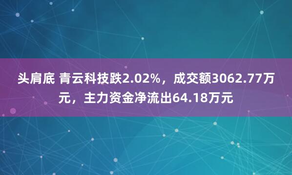 头肩底 青云科技跌2.02%，成交额3062.77万元，主力资金净流出64.18万元