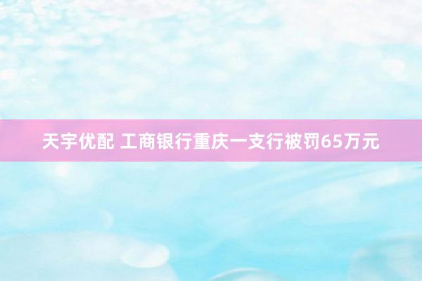 天宇优配 工商银行重庆一支行被罚65万元